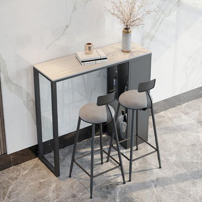 Industrial Style Bar Table Set 1/2/3 Pieces Stone Rectangle Fixed Bistro Set