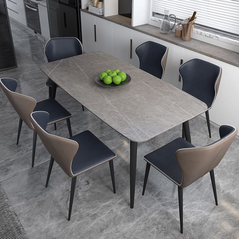 Modern Rectangle Dinette Set 1/2/5/7 Pieces Sintered Stone Top Dining Table Set