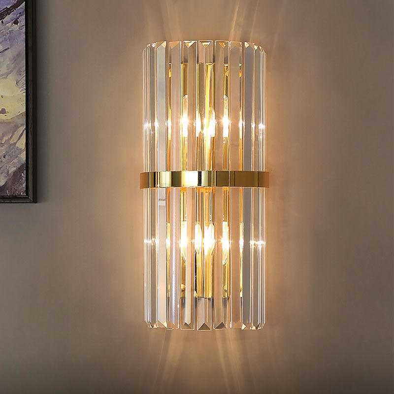 Geometric Wall Lighting Modern Crystal 2 Lights Wall Sconces in Gold