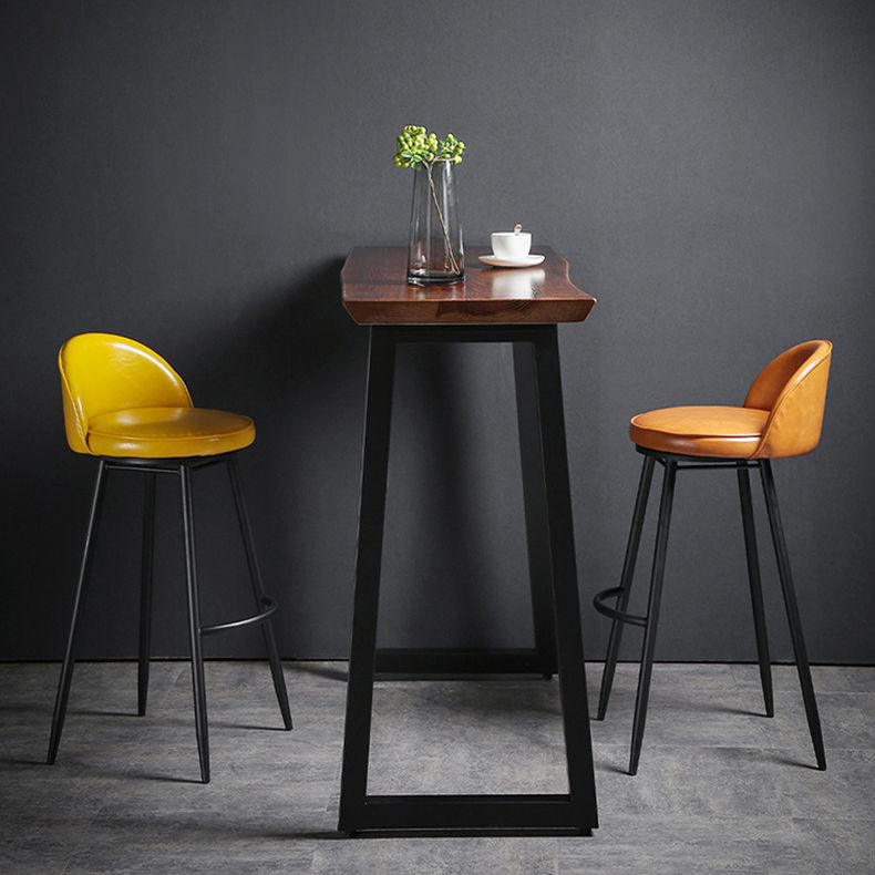 Contemporary Restaurant Footrest Stool Matte Finish Leather Barstool