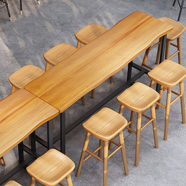 Rectangle Wood Bar Dining Table Contemporary Bar Table with Trestle Base