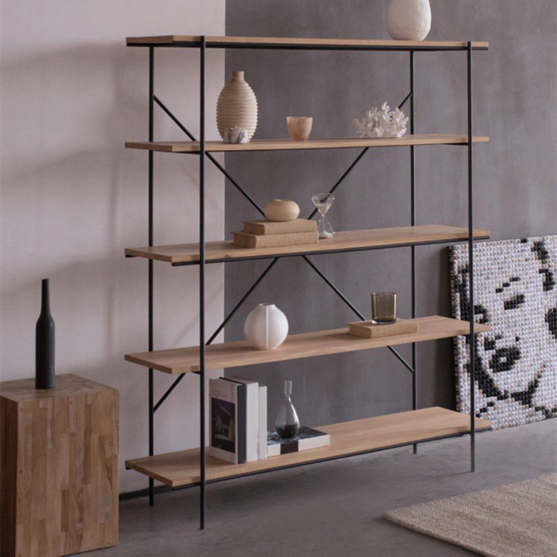 Modern Bookshelf Solid Wood Bookcase With Rectangular Shelves