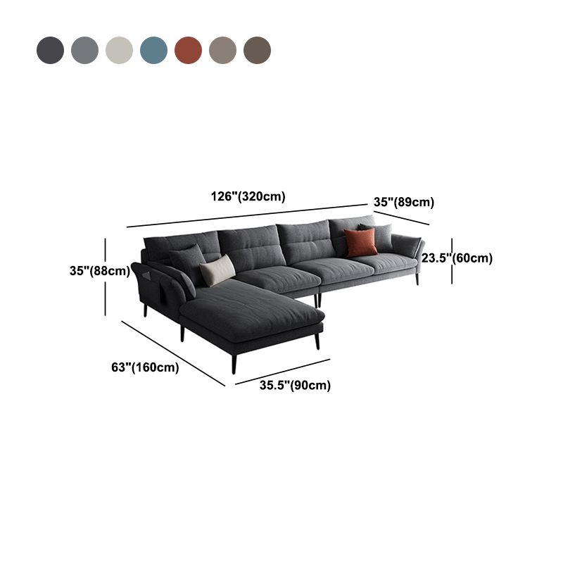 Flared Arm Fabric Sectional with Storage 4-seater Sofa & Chaise