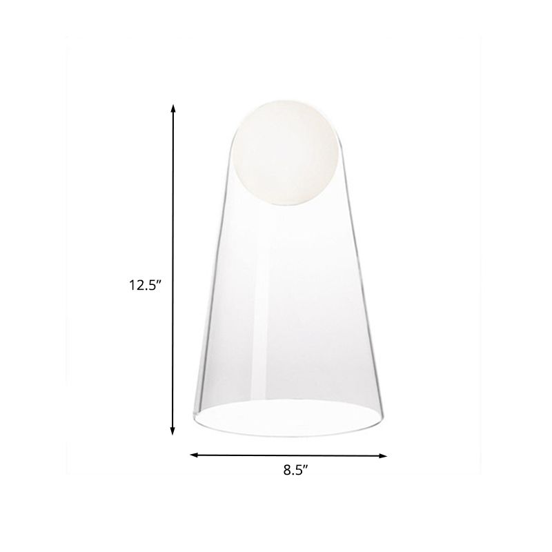 Mesa cónica minimalista Lámpara de noche de viernes de vidrio transparente con sombra modo en el interior
