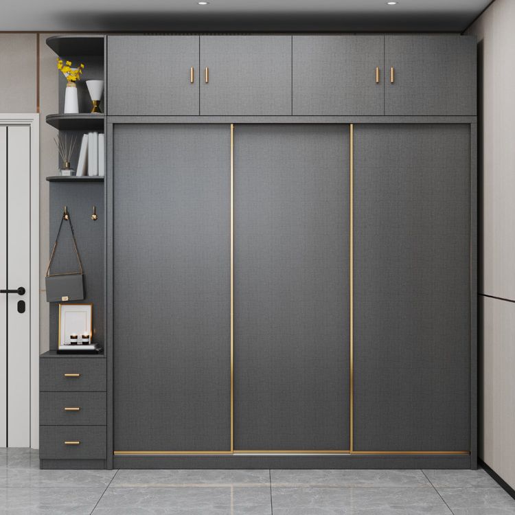 Bedroom Sliding Door Storage Cabinet Manufactured Wood Modern Cabinet