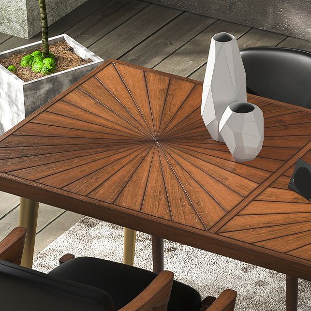 Luxury Rectangle Dining Table Solid Wood Dining Table with Iron Legs