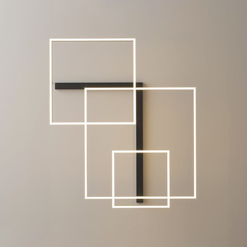 Square Shape Chandelier Lights Contemporary Metal Chandelier Lighting Fixtures in Black