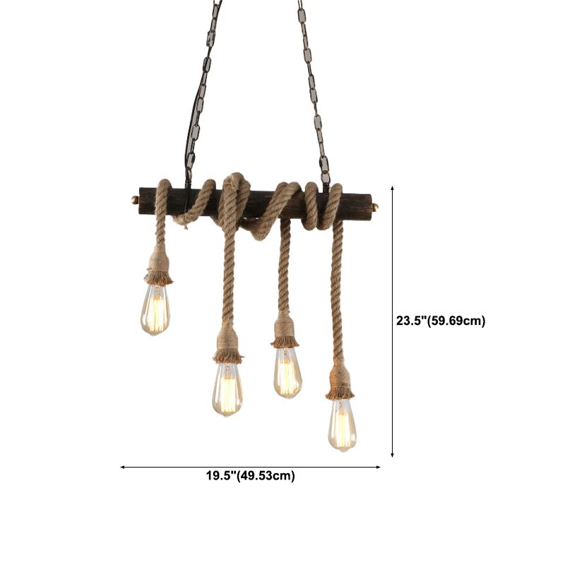 Hemp Rope Hanging Island Light Industrial Hanging Lighting Fixture for Dining Room