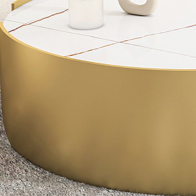 Dia 35.4" Round Cocktail Table Glam Slate Top 1 Single Coffee Table