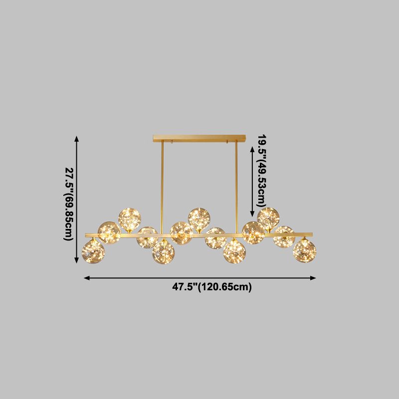 Contemporary Island Light Fixtures Sphere Glass Island Lights in Gold