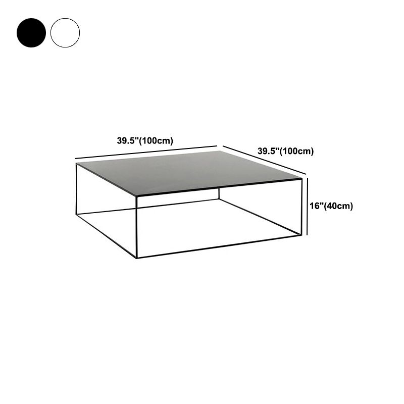 Mid-Century Modern Iron Square Coffee Table with Frame Base Cocktail Table