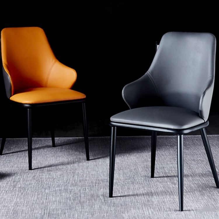 Sillas de comedor con respaldo sólido y brazo de diseño moderno, sillas de comedor de cuero para uso doméstico