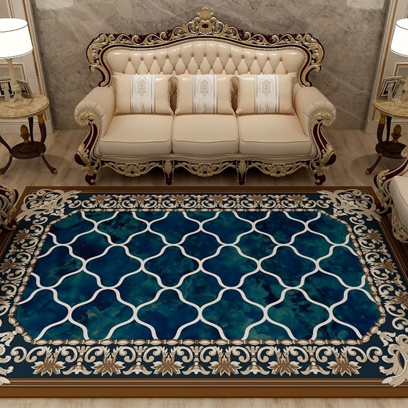 Multi-Colored Moroccan Rug Synthetics Jacquard Pattern Rug Washable Stain Resistant Non-Slip Carpet for Lounge