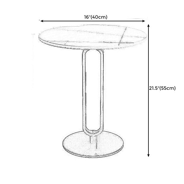 21.7 inch Tall Pedestal End Table Black/White Round Side End Table