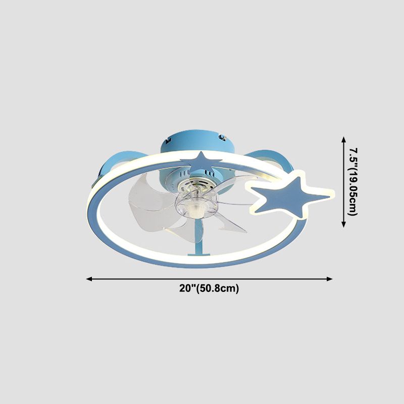 Kids Creative Star LED Ceiling Fan Light Wrought Iron Indoor Ceiling Light with Acrylic Shade