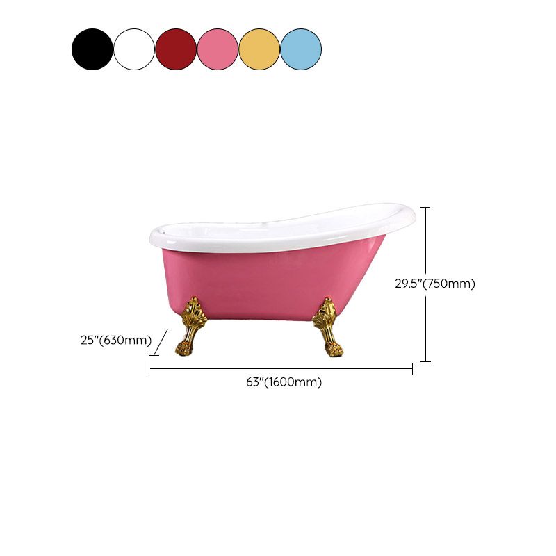 Modern Acrylic Bathtub Back to Wall with Golden Feet and Drain Bath Tub for Bathroom
