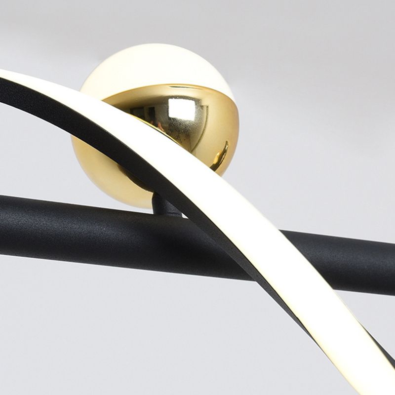 Modern Style Linear Shape Island Lights Glass 3/4 Lights Pendant Light in Black