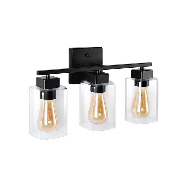 Glass Shaded Bath Vanity Lighting Industrial Black Light for Bathroom