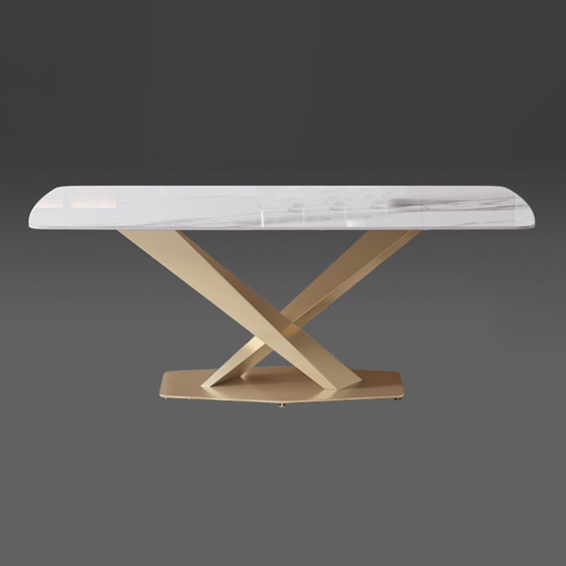 Luxury Sintered Stone Dining Table Rectangle Shape Table with Single Pedestal Base