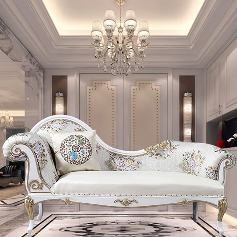 Glam Upholstered Chaise Lounge Couch Rolled Arms Chaise Lounge Chair