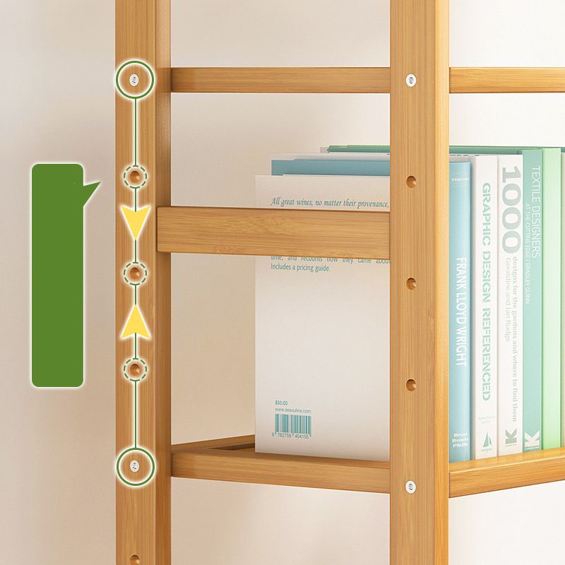 Etagere Contemporary Bookshelf Vertical Open Bamboo Shelf Bookcase for Home