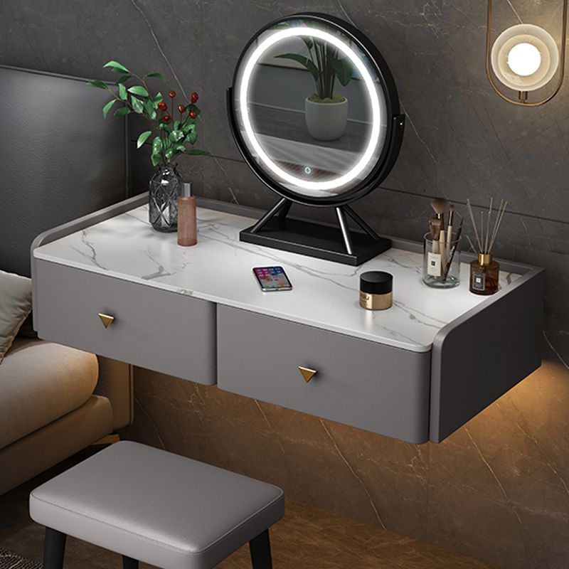 Contemporary Double Drawers Make-up Vanity Marble Makeup Vanity Desk Table