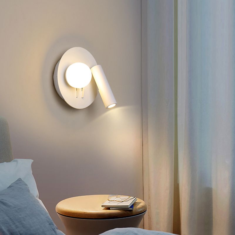 Modern Metal Wall Light Geometric White 2 Lights Reading Wall Sconce for Bedroom
