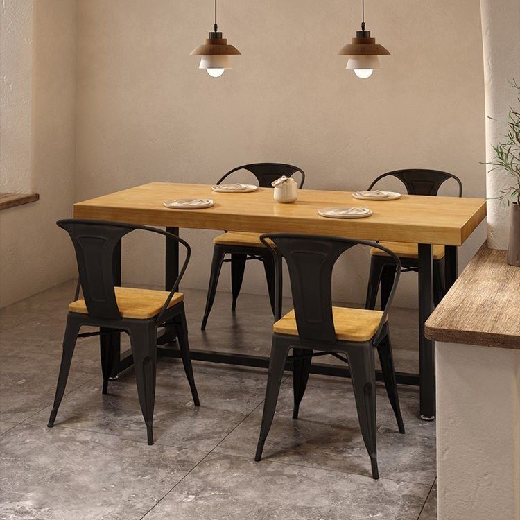 Dining Room Solid Wood Dining Table Rectangle Industrial Dinner Table