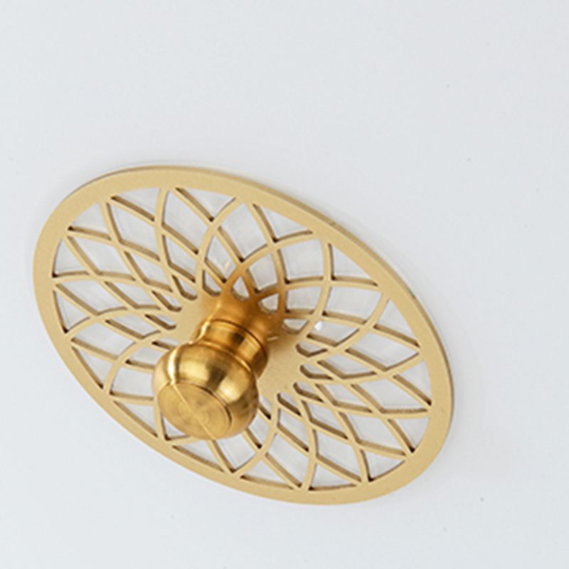 Traditional Drum Flush Ceiling Light 1-Light Bedroom LED Ceiling Lighting with Glass Shade