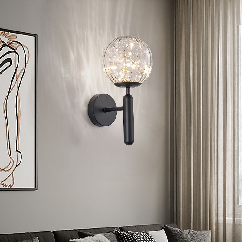 Stile moderno a forma sferica murale vetro sconce 1 illuminazione da parete leggera per accanto