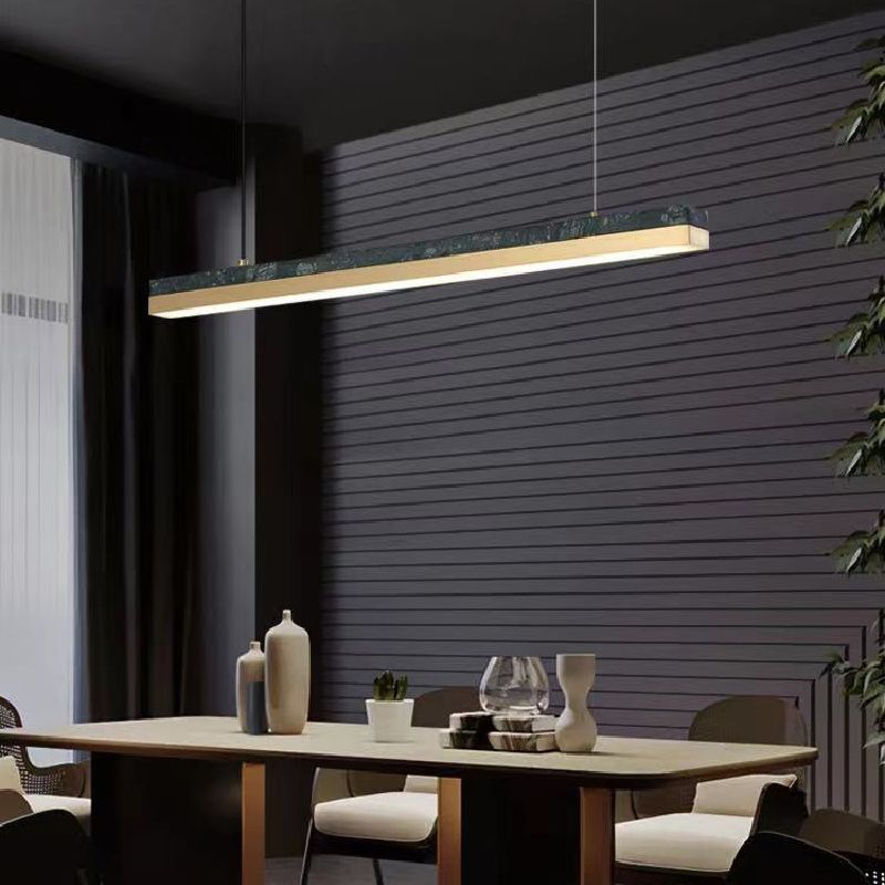 Modern Style Linear Hanging Pendant Light Metal One Light Pendant Light Fixture