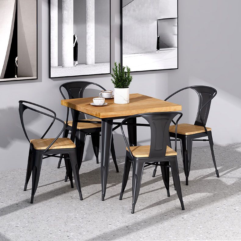 Industrial Style Solid Wood Dining Table Brown Table with Black Frame for Dinning Room