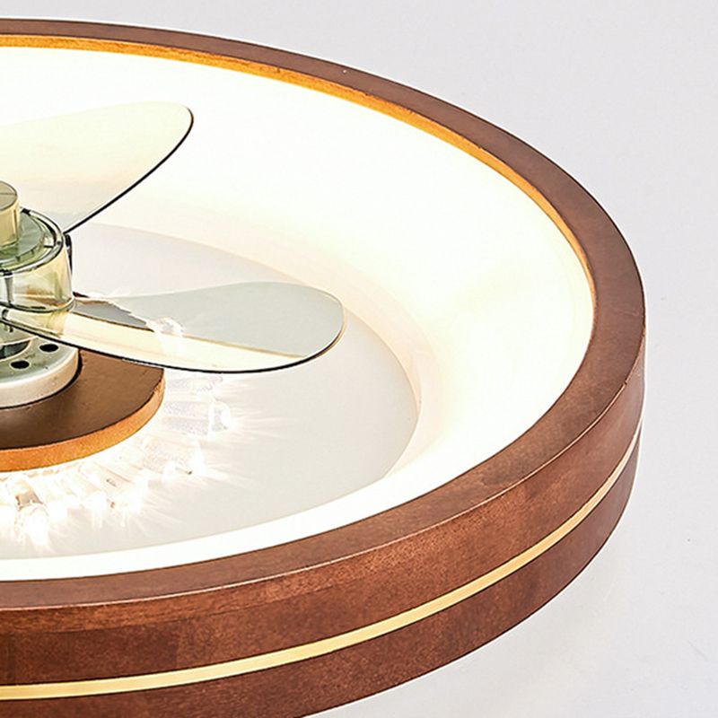 Wooden Ceiling Fan Light LED Ceiling Mount Lamp with Acrylic Shade for Bedroom