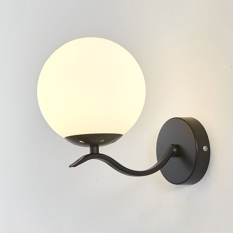 1 Light Ball Wall Lighting Fixtures Modern Style Glass Wall Mounted Lights