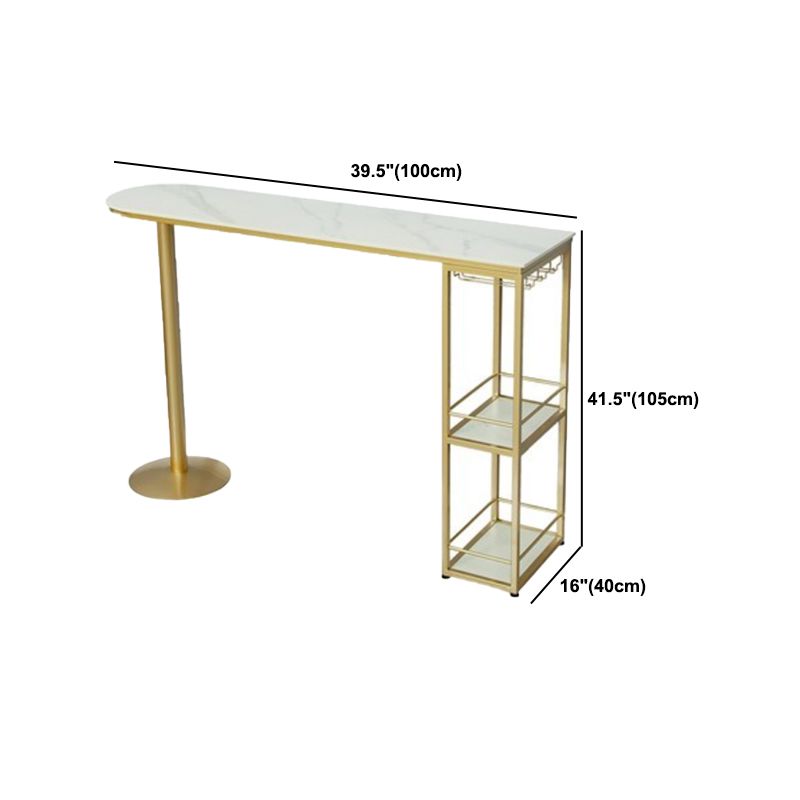 Glam Oval Bar Pub Table Set 1/3 Pieces Stone Top Bar Stool and Table Set