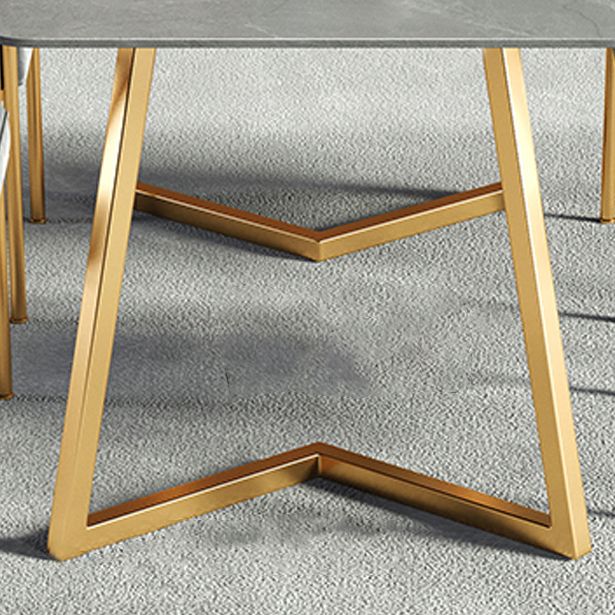 Mesa de comedor rectangular contemporánea de metal Mesa de piedra sinterizada con base de trineo