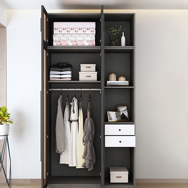 Modern Style Wardrobe Grey Colour Glass Wardrobe Closet for Bedroom