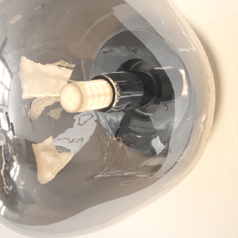 Unique 1 - Light Wall Light Fixture Modern Glass Wall Sconce in Sliver / Amber