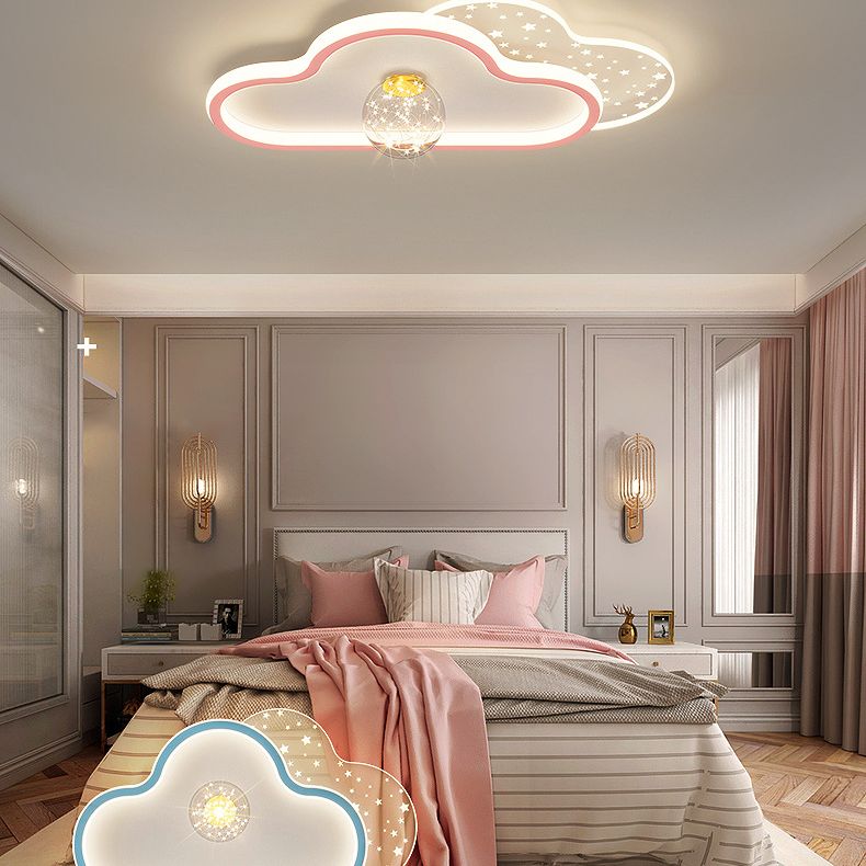 Plafonnier LED en métal de style contemporain, luminaire de plafond en forme de nuage, pour chambre à coucher