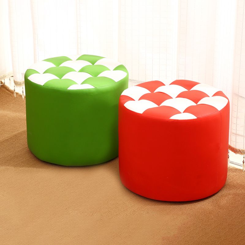 Modern Round Pouf Check Pattern Water Resistant Pouf for Home Decor