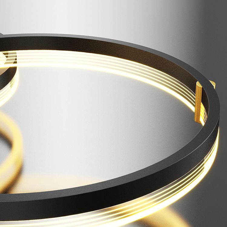 Luz de lámpara geométrica contemporánea de metal 3 iluminación de flushmount en negro