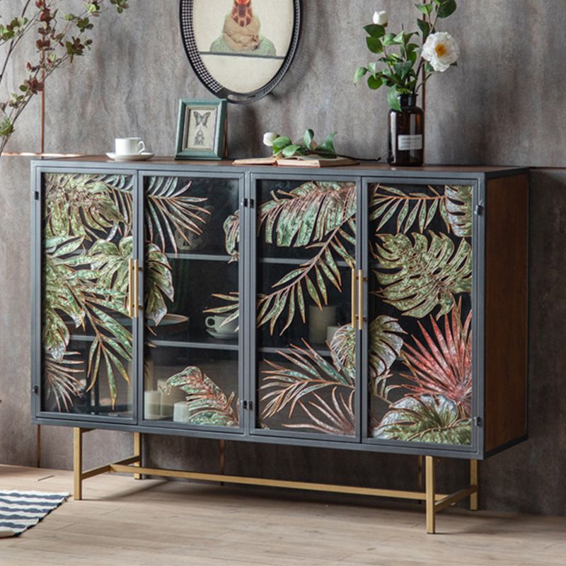 Iron 2/4 - Door Accent Cabinet Industrial Accent Cabinet with Wood Accents