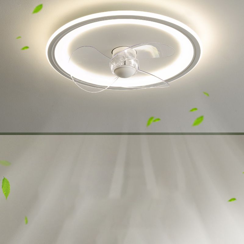 Nordic Style LED Ceiling Fan Metal Round Fan Lighting in White