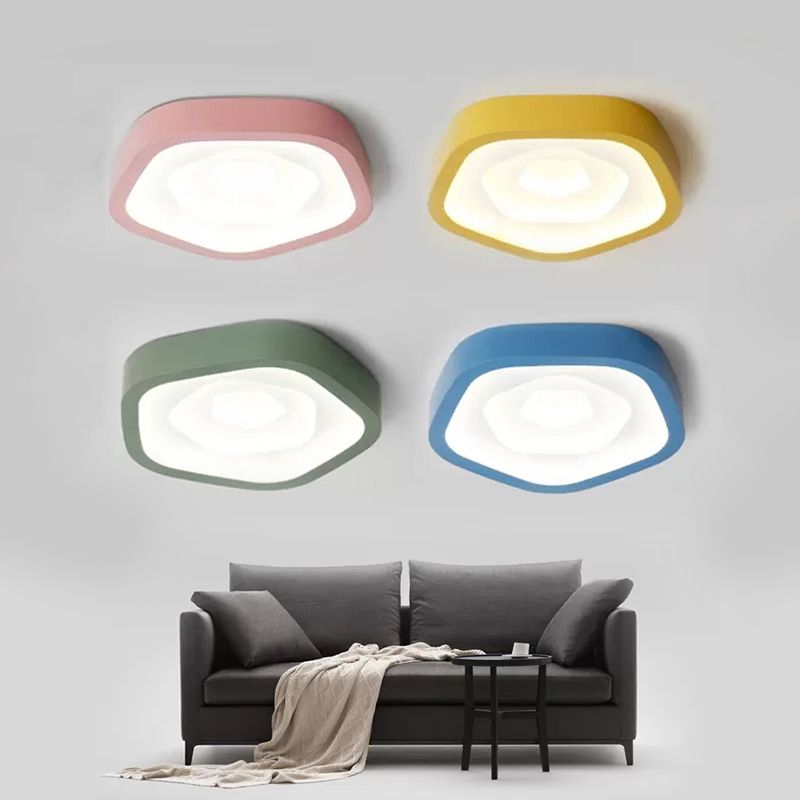 Plafonnier de chambre à coucher pour enfants, éclairage encastré à LED avec abat-jour rose de style nordique