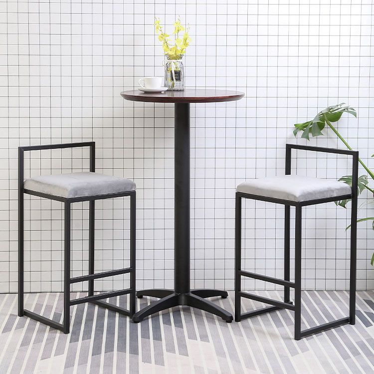 Modern Rectangle Bar Stool Backrest Footrest Counter Stool with Velvet Cushion