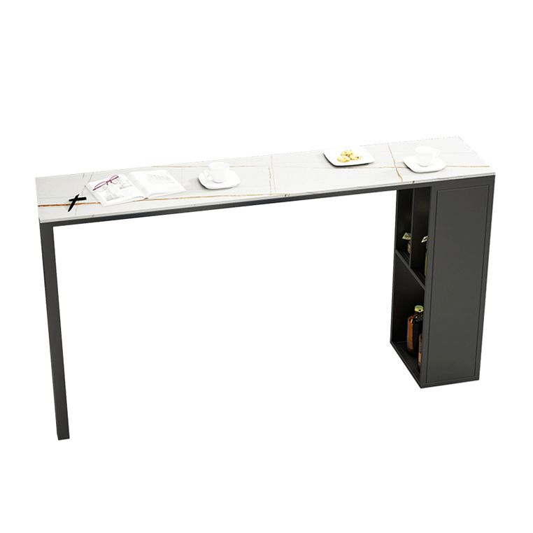 Rectangle Bar Height Pub Table Storage Shelf Sintered Stone Bistro Table