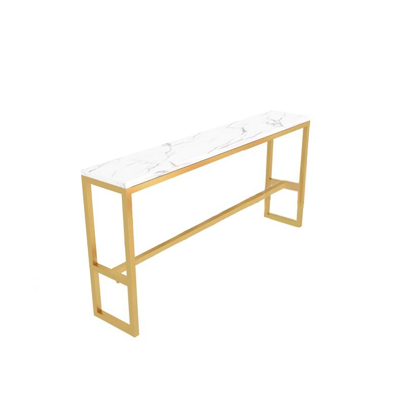 Modern Bar-height Table White Stone Top Fixed Pub Table for Patio