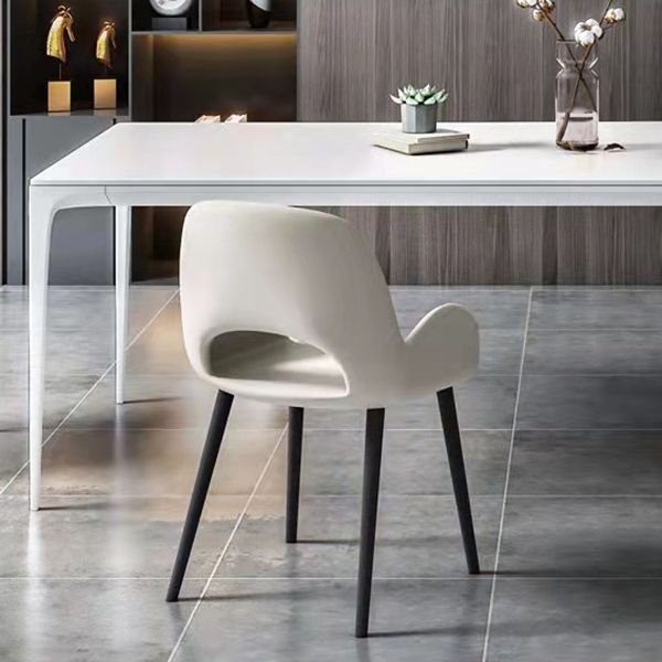 Stone Top Dining Table Contemporary Rectangle Dining Table with 4 Legs in White