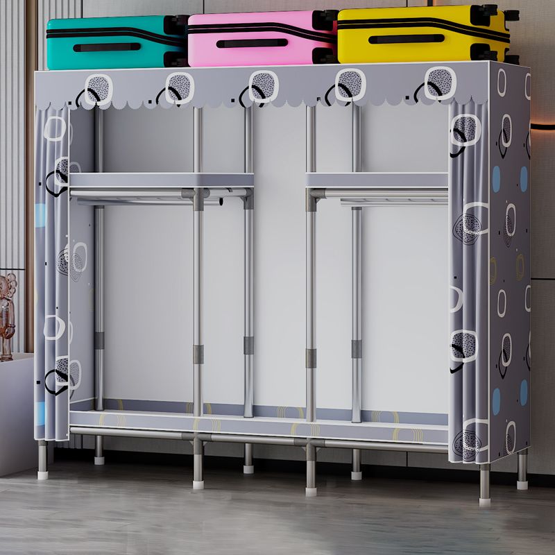 Metal Wardrobe Cabinet with Shelves Modern Wardrobe Armoire for Home