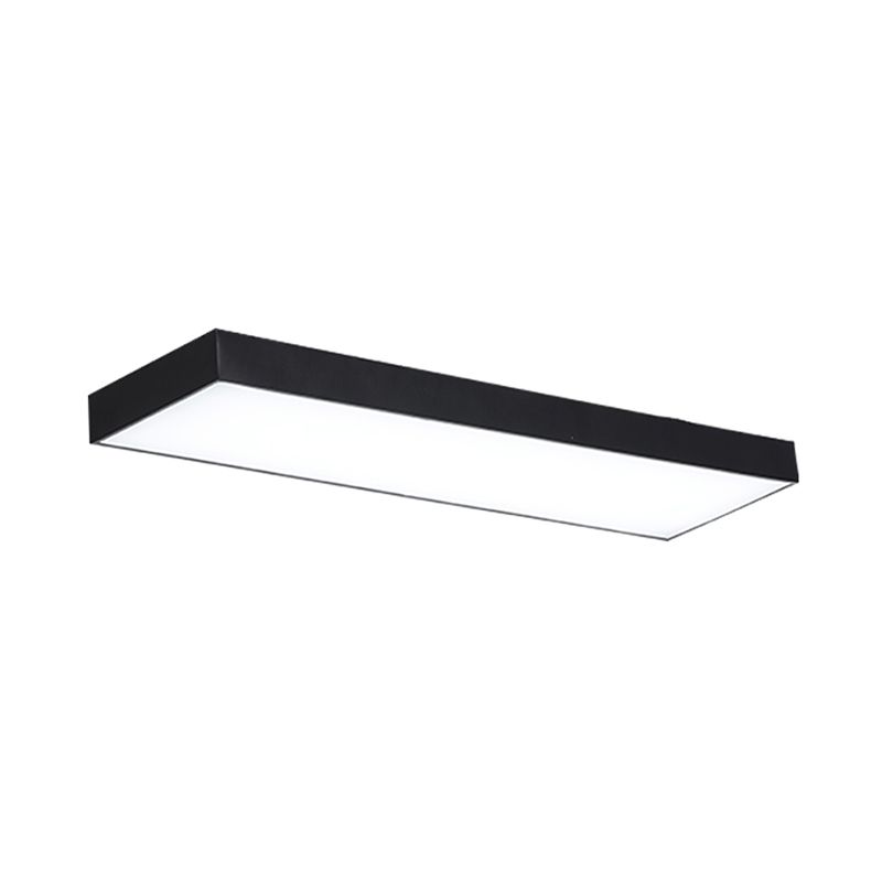 Simplicity Rectangle Flush Ceiling Light Metal Office LED Flush Mount Fixture in Black